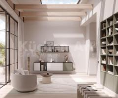 Cuisine avec îlot Céramique Calacatta gris et beige Colonnes encastrable pour espace sophistiqué - 3
