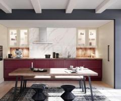 Cuisine en bois couleur rouge Bourgogne & Crème : Allure Rustique et Contemporaine - 2