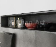 Salle de bains contemporaine sans poignées | Façades en métal laqué et lavabo céramique - 3